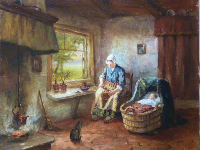 1874-Simon Liekele Eeltje Duiker - Interno di una casa colonica
